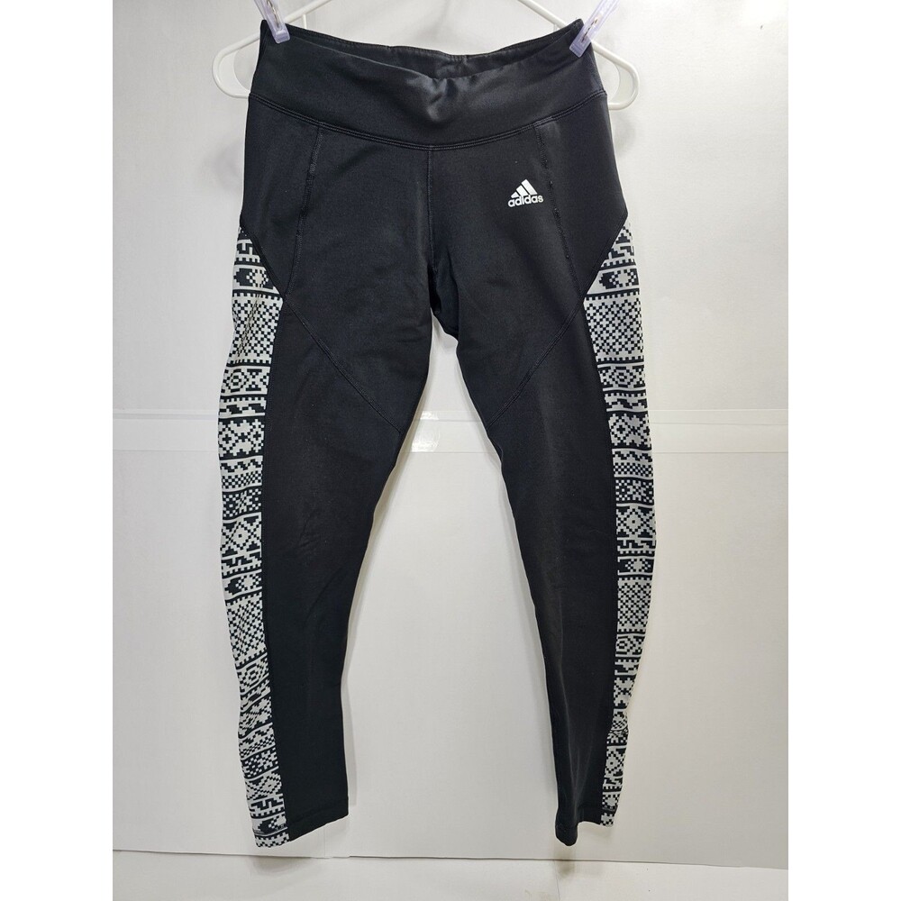 ADIDAS Womens Leggings Size Small Climawarm Black Colourblock Polyester